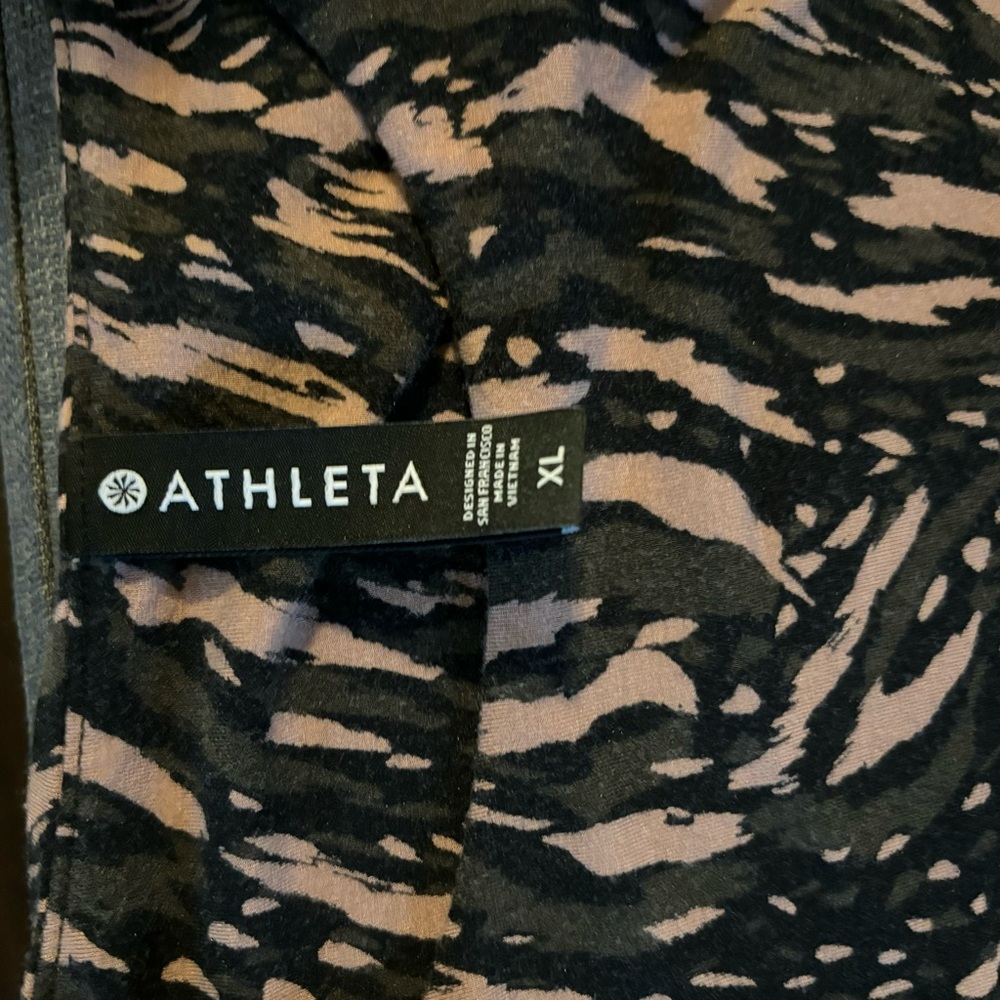 ATHLETA Plus XL Black Green Peach Sporty Animal Print Jersey Tank Dress. Soft! - Picture 3 of 4